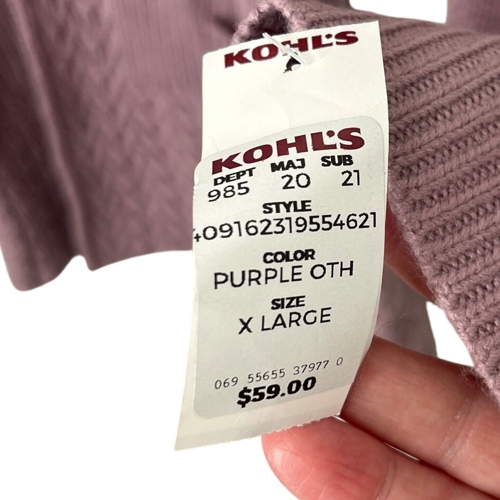 Kohl's Light Purple Open Front Cardigan Decorative Weave Pockets Women's XL‎ NWT - Picture 5 of 9